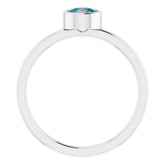 Rhodium-Plated Sterling Silver 5 mm Imitation Alexandrite Ring
