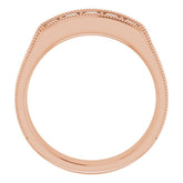 14K Rose 5/8 CTW Natural Diamond Milgrain Band