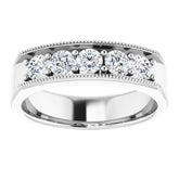 14K White 1 CTW Natural Diamond Milgrain Band