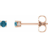 14K Rose 2.5 mm Natural Blue Zircon Earrings