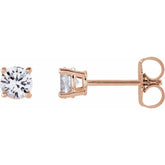 14K Rose 4 mm Natural White Sapphire Earrings