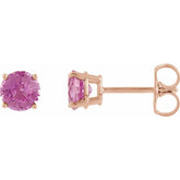 14K Rose 4 mm Natural Pink Tourmaline Earrings