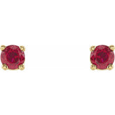 14K Yellow 2.5 mm Lab-Grown Ruby Earrings
