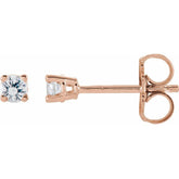 14K Rose 2.5 mm Natural White Sapphire Earrings