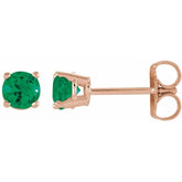 14K Rose 2.5 mm Lab-Grown Emerald Earrings
