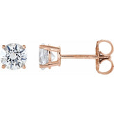 14K Rose 5 mm Natural White Sapphire Earrings