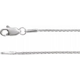 14K White 1 mm Wheat 18" Chain