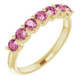 14K Yellow Natural Pink Tourmaline Anniversary Band