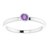 14K White 3 mm Natural Amethyst Ring
