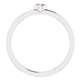Rhodium-Plated Sterling Silver 3 mm Natural Pink Tourmaline Ring