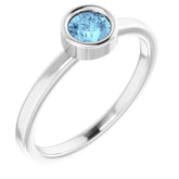 14K White 4.5 mm Natural Aquamarine Ring