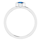 14K White 4.5 mm Natural Blue Sapphire Ring