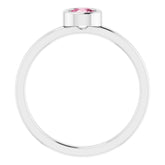 14K White 4.5 mm Natural Pink Tourmaline Ring