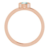 14K Rose 4.5 mm Natural Blue Zircon Ring