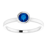 Platinum 4.5 mm Natural Blue Sapphire Ring