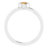 Rhodium-Plated Sterling Silver 4.5 mm Natural Citrine Ring