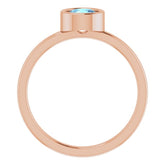 14K Rose 5.5 mm Natural Aquamarine Ring