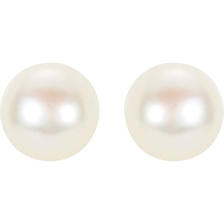 14K Yellow Panache® Cultured White Freshwater Pearl Stud Earrings 14K Yellow Panache® Cultured White Freshwater Pearl Stud Earrings