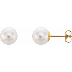 14K Yellow 8 mm Cultured White Akoya Pearl Earrings 14K Yellow 8 mm Cultured White Akoya Pearl Earrings