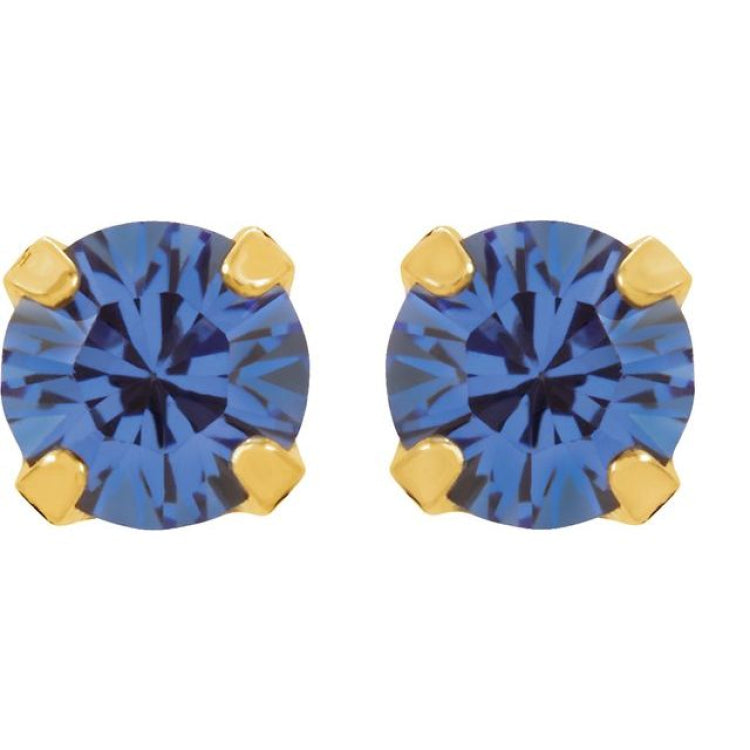 24K Gold-Plated Stainless Steel Imitation Blue Sapphire Inverness® Piercing Earrings 24K Gold-Plated Stainless Steel Imitation Blue Sapphire Inverness® Piercing Earrings