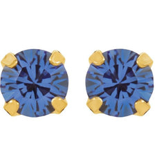 24K Gold-Plated Stainless Steel Imitation Blue Sapphire Inverness® Piercing Earrings 24K Gold-Plated Stainless Steel Imitation Blue Sapphire Inverness® Piercing Earrings