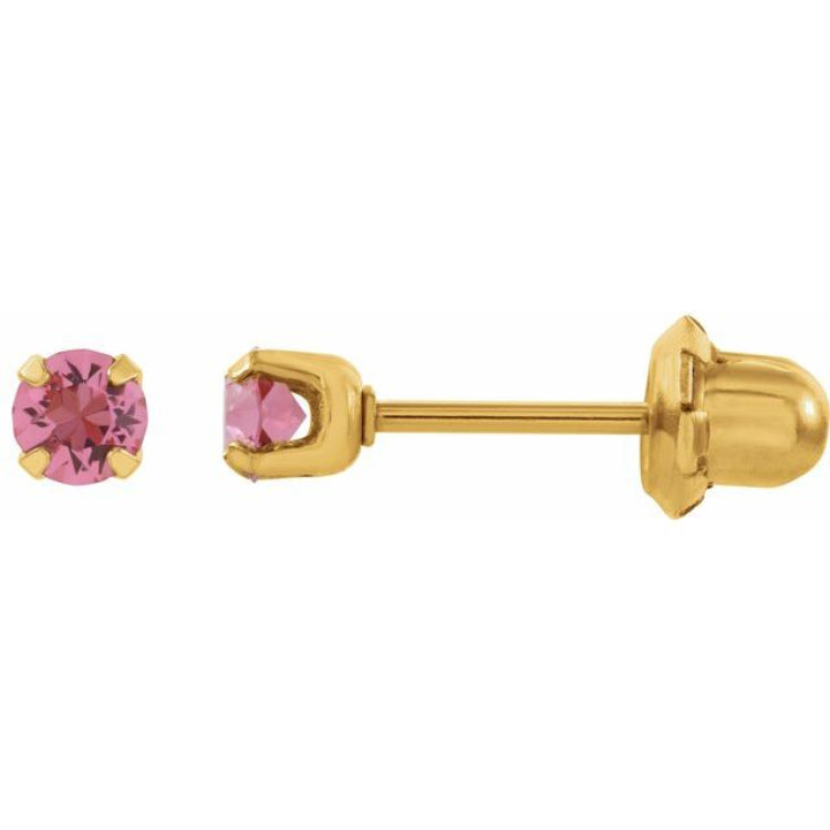 24K Gold-Plated Stainless Steel Imitation Pink Tourmaline Inverness® Piercing Earrings 24K Gold-Plated Stainless Steel Imitation Pink Tourmaline Inverness® Piercing Earrings