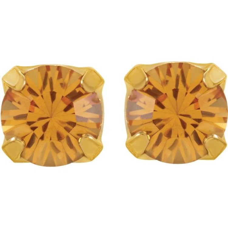 24K Gold-Plated Stainless Steel Imitation Citrine Inverness® Piercing Stud Earrings 24K Gold-Plated Stainless Steel Imitation Citrine Inverness® Piercing Stud Earrings