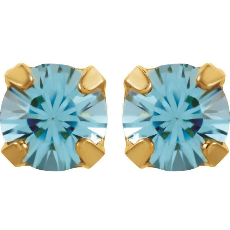24K Gold-Plated Stainless Steel Imitation Aquamarine Inverness® Piercing Earrings 24K Gold-Plated Stainless Steel Imitation Aquamarine Inverness® Piercing Earrings