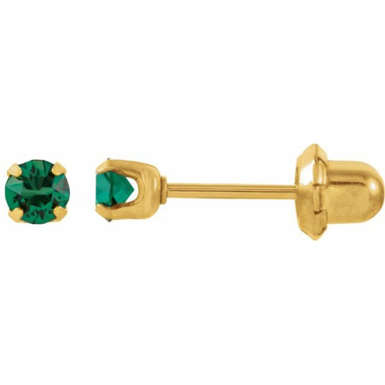 24K Gold-Plated Stainless Steel Imitation Emerald Inverness® Piercing Stud Earrings 24K Gold-Plated Stainless Steel Imitation Emerald Inverness® Piercing Stud Earrings