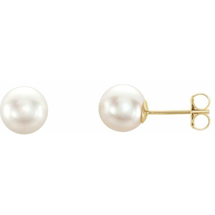 14K Yellow 7 mm Cultured White Akoya Pearl Earrings 14K Yellow 7 mm Cultured White Akoya Pearl Earrings