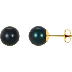 14K Yellow 8 mm Cultured Black Akoya Pearl Earrings 14K Yellow 8 mm Cultured Black Akoya Pearl Earrings