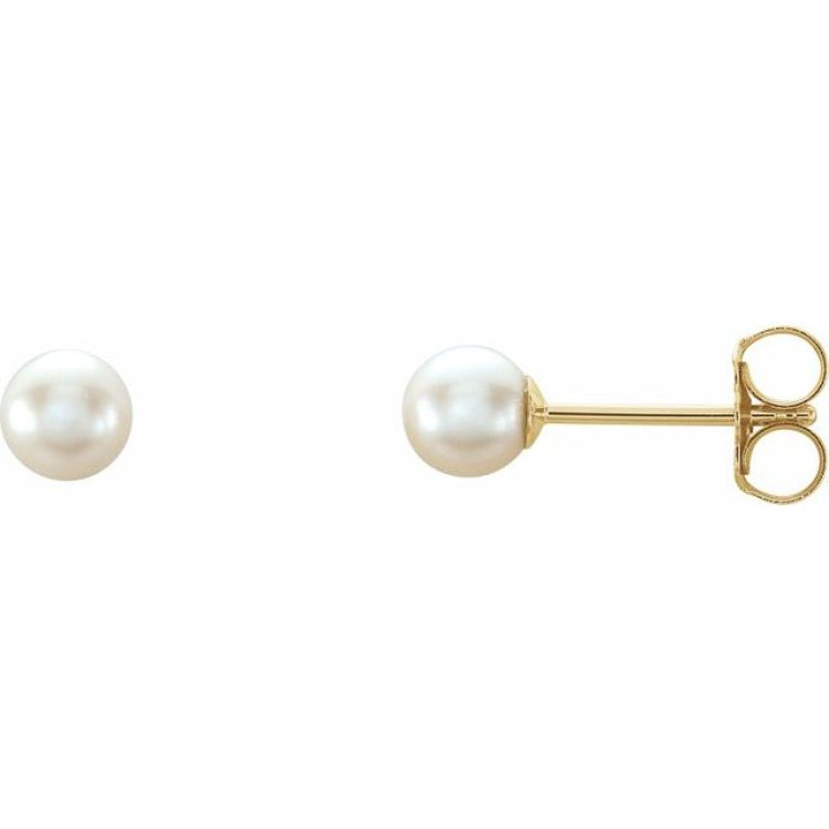 14K Yellow 4 mm Cultured White Akoya Pearl Earrings 14K Yellow 4 mm Cultured White Akoya Pearl Earrings