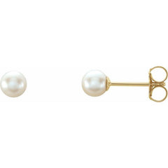 14K Yellow 4 mm Cultured White Akoya Pearl Earrings 14K Yellow 4 mm Cultured White Akoya Pearl Earrings
