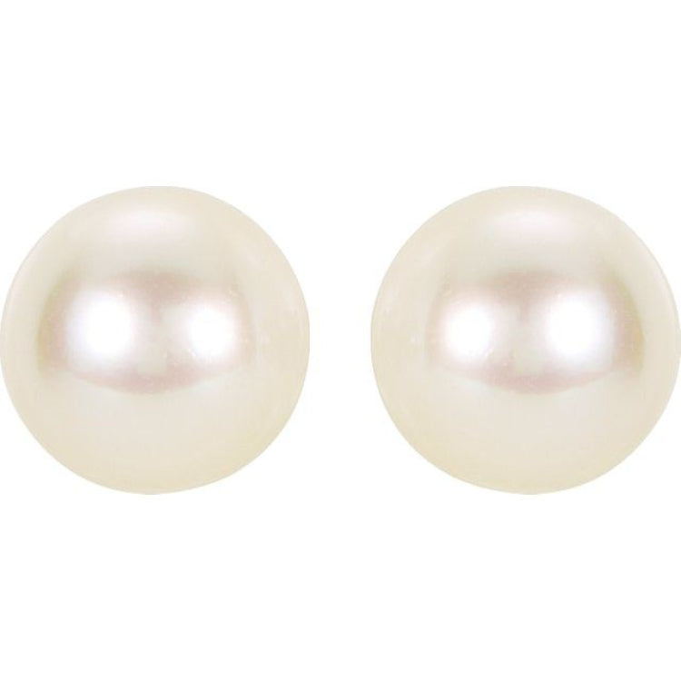 14K White 8 mm Cultured White Akoya Pearl Earrings 14K White 8 mm Cultured White Akoya Pearl Earrings