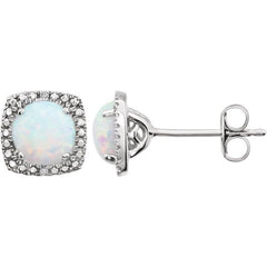Sterling Silver Lab-Grown Opal & .015 CTW Natural Diamond Earrings Sterling Silver Lab-Grown Opal & .015 CTW Natural Diamond Earrings