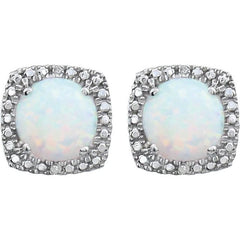 Sterling Silver Lab-Grown Opal & .015 CTW Natural Diamond Earrings Sterling Silver Lab-Grown Opal & .015 CTW Natural Diamond Earrings