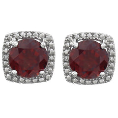 Sterling Silver Natural Mozambique Garnet & .015 CTW Natural Diamond Earrings Sterling Silver Natural Mozambique Garnet & .015 CTW Natural Diamond Earrings