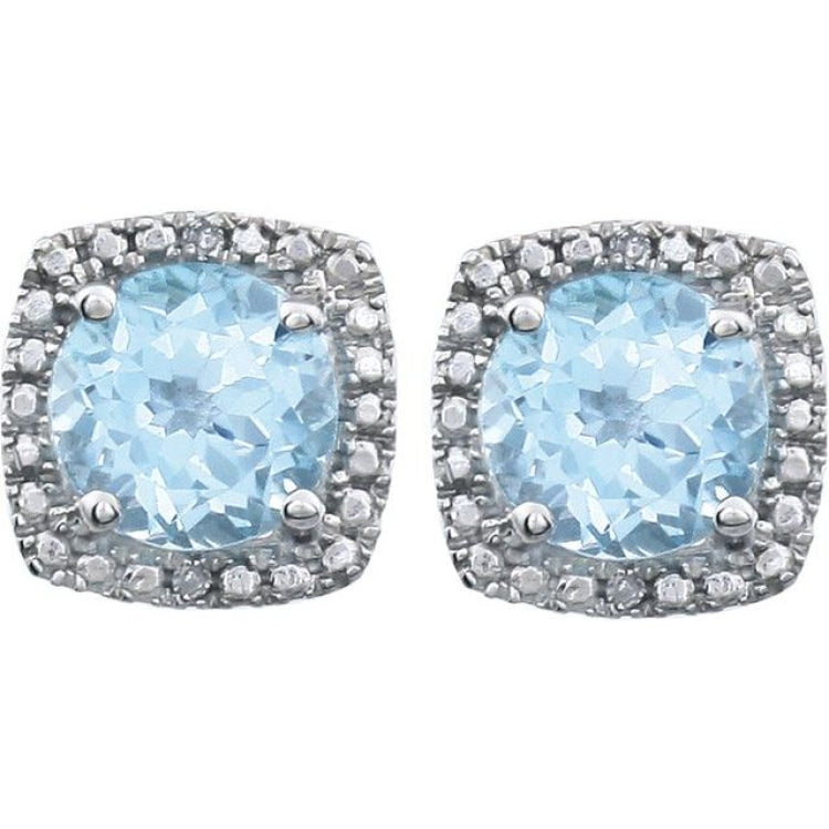 Sterling Silver Natural Sky Blue Topaz & .015 CTW Natural Diamond Earrings Sterling Silver Natural Sky Blue Topaz & .015 CTW Natural Diamond Earrings