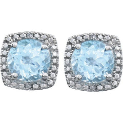 Sterling Silver Natural Sky Blue Topaz & .015 CTW Natural Diamond Earrings Sterling Silver Natural Sky Blue Topaz & .015 CTW Natural Diamond Earrings