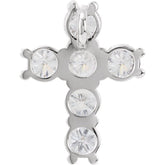 14K White 1 3/8 CTW Natural Diamond Cross Pendant