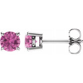 14K White 5 mm Natural Pink Sapphire Earrings