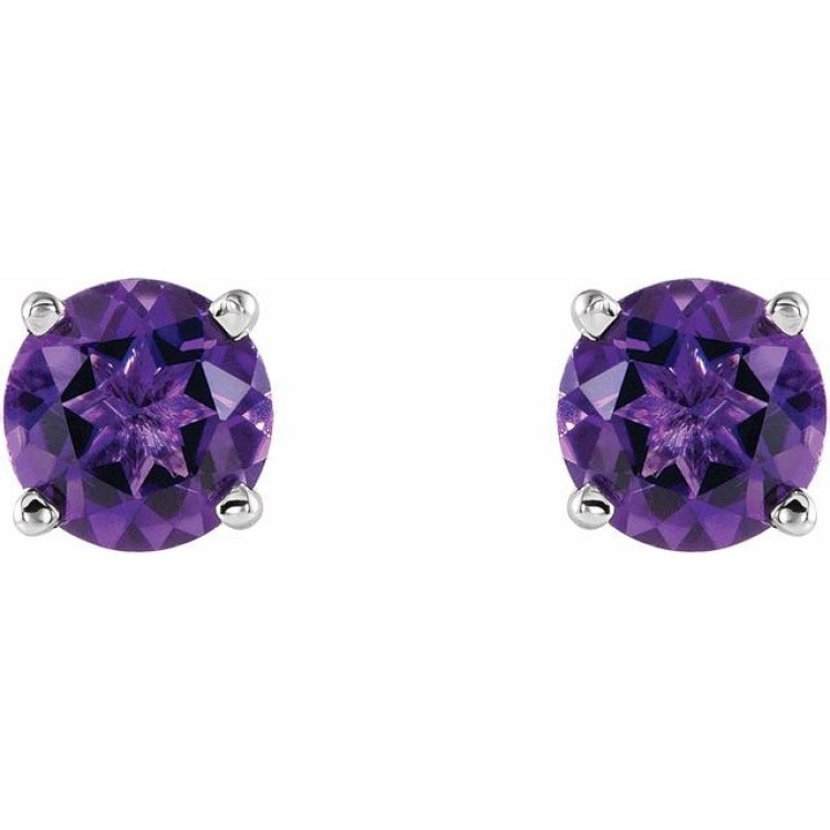 14K White 5 mm Natural Amethyst Stud Earrings 14K White 5 mm Natural Amethyst Stud Earrings