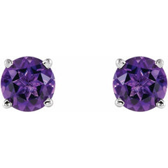 14K White 5 mm Natural Amethyst Stud Earrings 14K White 5 mm Natural Amethyst Stud Earrings