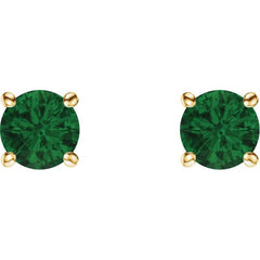 14K Yellow 5 mm Natural Emerald Stud Earrings 14K Yellow 5 mm Natural Emerald Stud Earrings
