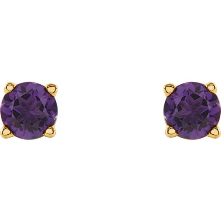 14K Yellow 4 mm Natural Amethyst Earrings 14K Yellow 4 mm Natural Amethyst Earrings