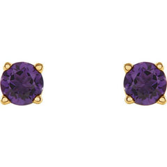 14K Yellow 4 mm Natural Amethyst Earrings 14K Yellow 4 mm Natural Amethyst Earrings