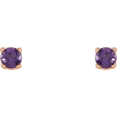 14K Rose 2.5 mm Natural Amethyst Earrings