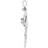 14K White Nail Design Cross Pendant