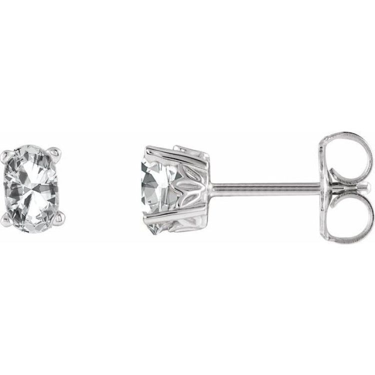 14K White Natural White Sapphire Earrings 14K White Natural White Sapphire Earrings