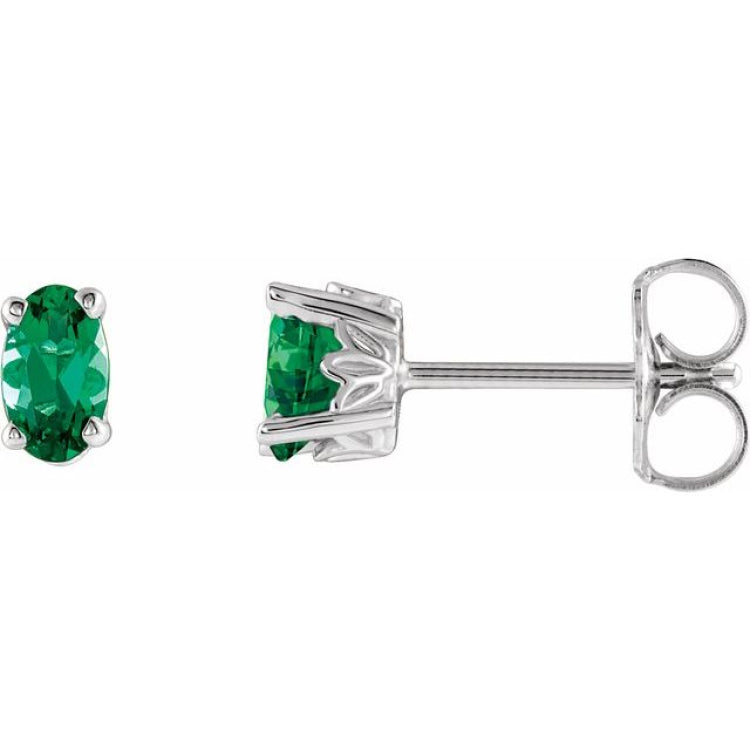 14K White Lab-Grown Emerald Earrings 14K White Lab-Grown Emerald Earrings